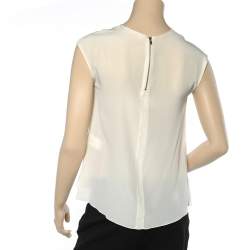 Pre Owned Chloe Alba White paneled Silk Ruffle Detail Sleeveless Top S