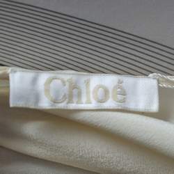 Pre Owned Chloe Alba White paneled Silk Ruffle Detail Sleeveless Top S