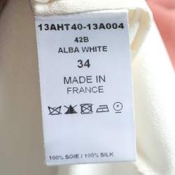 Pre Owned Chloe Alba White paneled Silk Ruffle Detail Sleeveless Top S