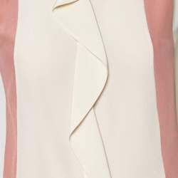 Pre Owned Chloe Alba White paneled Silk Ruffle Detail Sleeveless Top S