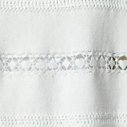 Pre Owned Chloe Cream Cashmere Knit & Lace Paneled Sweater L