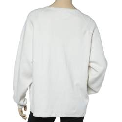 Pre Owned Chloe Cream Cashmere Knit & Lace Paneled Sweater L
