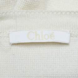 Pre Owned Chloe Cream Cashmere Knit & Lace Paneled Sweater L