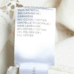 Pre Owned Chloe Cream Cashmere Knit & Lace Paneled Sweater L