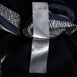 Pre Owned Chloe Navy Blue Cashmere & Monochrome Printed Silk Jumper M