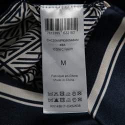 Pre Owned Chloe Navy Blue Cashmere & Monochrome Printed Silk Jumper M