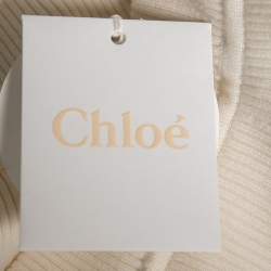 Pre Owned Chloe White Lace & Knit Midi Skirt M