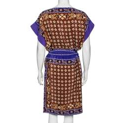 Pre Owned Chloe Multicolor Printed Silk Belted Shift Dress S