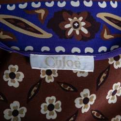 Pre Owned Chloe Multicolor Printed Silk Belted Shift Dress S