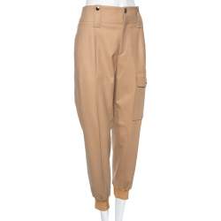 Pre Owned Chloe Beige Wool Patch Pocket Detail Pants M