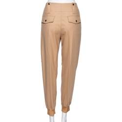 Pre Owned Chloe Beige Wool Patch Pocket Detail Pants M