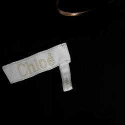 Pre Owned Chloe Black Crepe Scallop Detail Sleeveless Midi Dress S