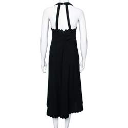 Pre Owned Chloe Black Crepe Scallop Detail Sleeveless Midi Dress S