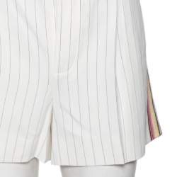 Chloe White Pinstriped Crepe Contrast Trimmed Shorts M