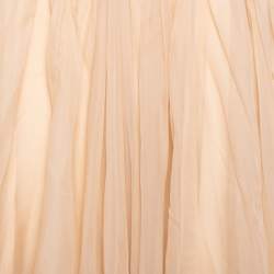 Pre Owned Chloe Peach Silk Tulle Midi Skirt M 