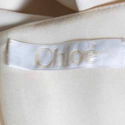 Pre Owned Chloe Cream Crepe & Chiffon Layered Sable Wrap Dress M