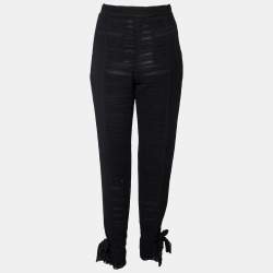 Pre Owned Chloe Black Chiffon Plisse Hem Tie Detail Pants M