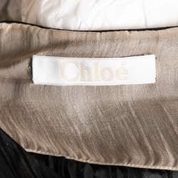 Chloe Black Gathered Chiffon Button Front Long Blouse L