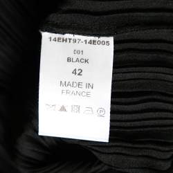 Chloe Black Gathered Chiffon Button Front Long Blouse L