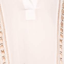 Pre Owned Chloe Powder Pink Silk Chiffon Lace Inset Oversized Short Dress M