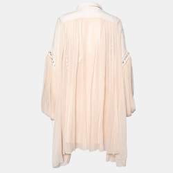 Pre Owned Chloe Powder Pink Silk Chiffon Lace Inset Oversized Short Dress M