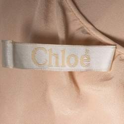 Pre Owned Chloe Powder Pink Silk Chiffon Lace Inset Oversized Short Dress M