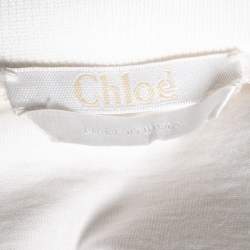 Pre Owned Chloe White Cotton & Silk Lace Trimmed Top S