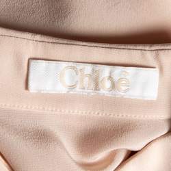 Pre Owned Chloe Pink Silk Asymmetric Cuff Detail Button Front Blouse M