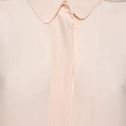 Pre Owned Chloe Pink Silk Asymmetric Cuff Detail Button Front Blouse M