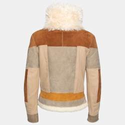 Pre Owned Chloe Off White Suede and Shearling Reversible Jacket S