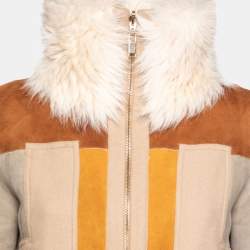 Pre Owned Chloe Off White Suede and Shearling Reversible Jacket S