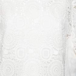 Chloe White Cotton Lace Crew Neck Top L