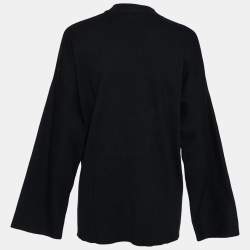 Pre Owned Chloe Black and White Logo Knit Crew Neck Sweater M