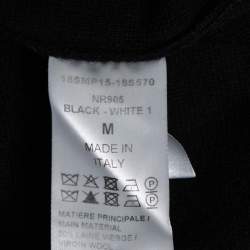 Pre Owned Chloe Black and White Logo Knit Crew Neck Sweater M