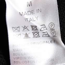 Pre Owned Chloe Black and White Logo Knit Crew Neck Sweater M