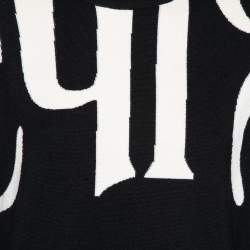 Pre Owned Chloe Black and White Logo Knit Crew Neck Sweater M