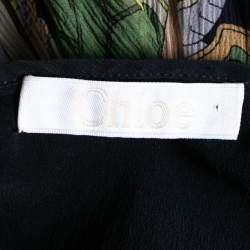 Pre Owned Chloe Multicolor Paisley Printed Silk Lace Front Ruffle Trim Hem Dress S