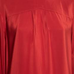 Pre Owned Chloe Brick Red Silk Pleated Button Front Shirt Dress M