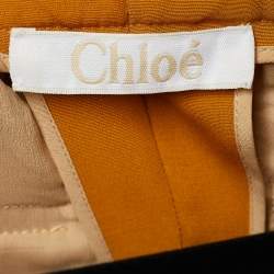 Chloé Orange Crepe Silk Floral Applique Trousers Waist: 31"