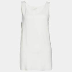 Chloe Off-White Crepe Embellished Sleeveless Blouse M