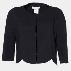 Pre Owned Chloe Black Crepe Wool Scalloped Crop Jacket S