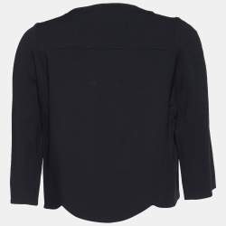 Pre Owned Chloe Black Crepe Wool Scalloped Crop Jacket S