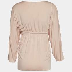 Pre Owned Chloe Blush Pink Jersey V-Neck Gathered Waist Top M