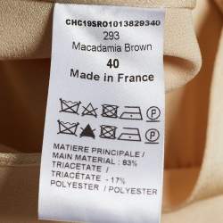 Pre Owned Chloe Macadamia Brown Crepe  V-neck Crepe Fluid Dress M