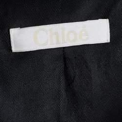 Pre Owned Chloe Grey Linen Blend Crystal Embellished Collar Blazer L