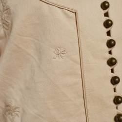Chloe Beige Cotton Embroidered Button Front Top L