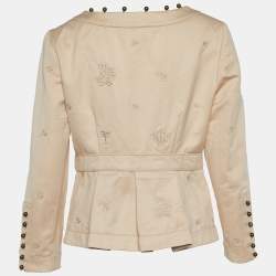 Chloe Beige Cotton Embroidered Button Front Top L