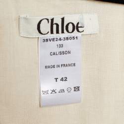 Chloe Beige Cotton Embroidered Button Front Top L