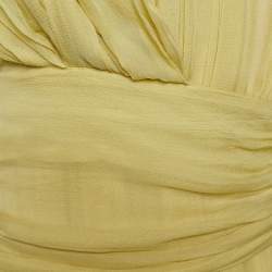 Pre Owned Chloe Yellow Georgette Pleated One Shoulder Dress L