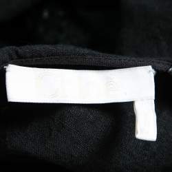 Pre Owned Chloe Black Linen Crochet Trim Long Sleeve Fringed Dress M